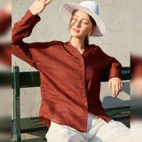 The Collarless Linen V-Neck Shirt