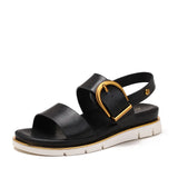Valine Gold-Buckle Strap Sandals