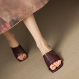 The Wide Strap Leather Flat Slide