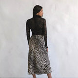 Harper Satin Leopard Midi Skirt