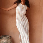Tulum Hollow Knit Cover-Up in Camel — Swimwear
