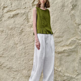 The Pleated Hem Linen Top