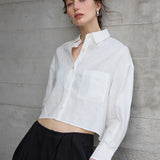 The Cropped Long Sleeve Linen Shirt