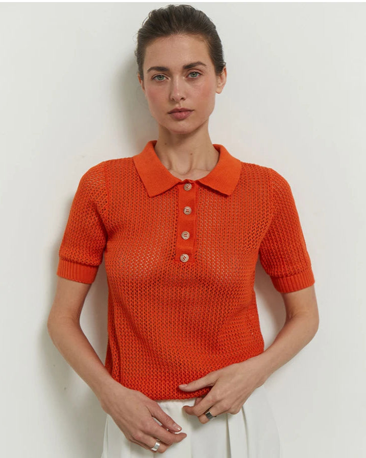 Aurora Open-Knit Polo