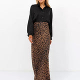 Harper Satin Leopard Midi Skirt