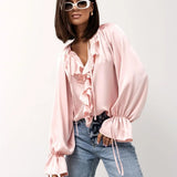 Liora Satin Ruffle Blouse