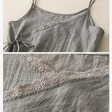 Women's Lace Up Cotton Linen Camisole Tank Top