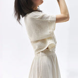 The Gauze V-Neck Crop Tee