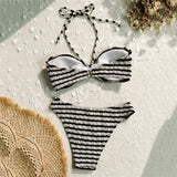 Women's Striped Halter Bikini Set Brazilian