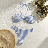 Women's Striped Halter Bikini Set Brazilian