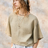 The Flared Sleeve Linen Pullover