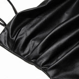 Onyx Lace-Up Faux Leather Midi Dress