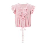 The Ruffle Front Gauze Crop Top