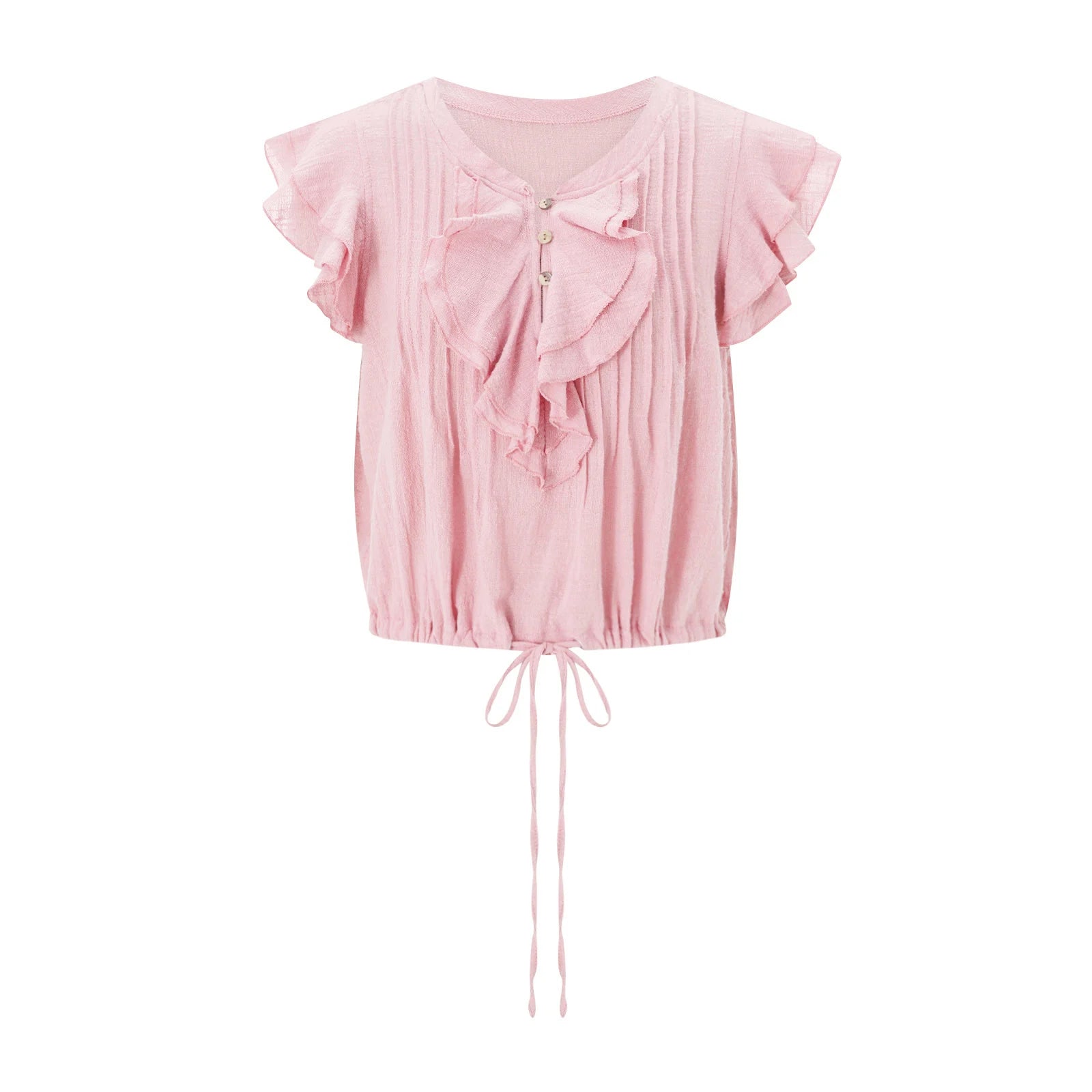 The Ruffle Front Gauze Crop Top