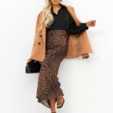 Harper Satin Leopard Midi Skirt