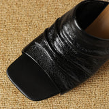 The Ruched Leather Block Heel Mule