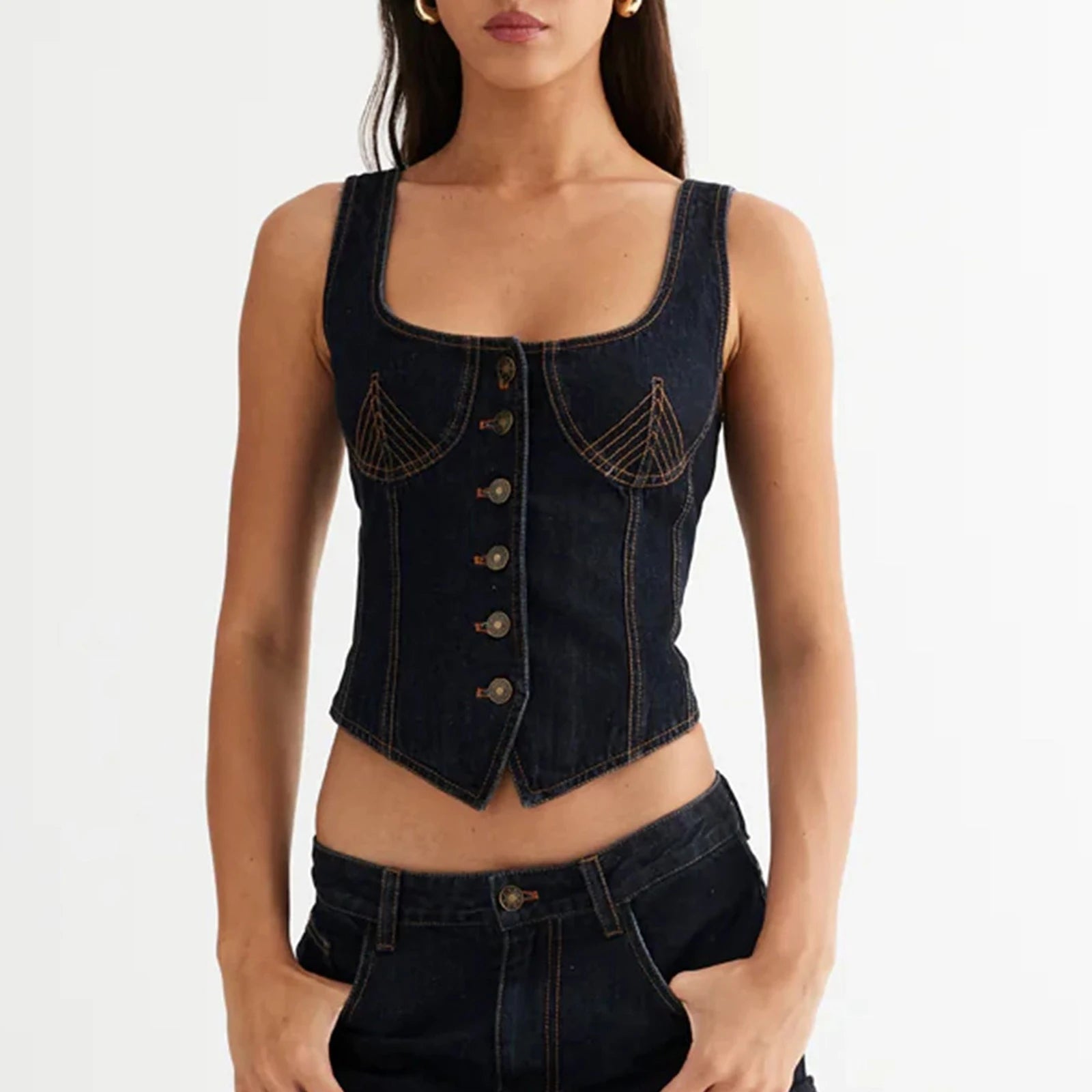 Angelina Denim Vest Top