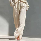 Women's Knit Sweater Wide Leg Pants Set