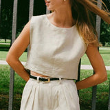The Clean Crop Linen Top