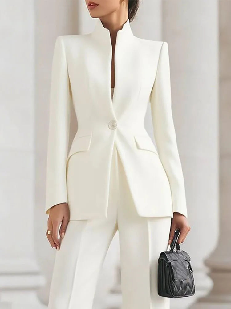 Vienna Slim Blazer Set in Camel — Trousers