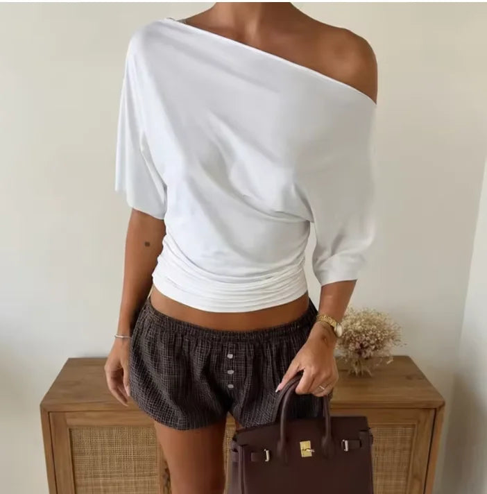 Women's One Shoulder Short Sleeve Top