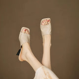 The Wide Strap Leather Flat Slide