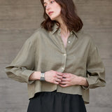 The Cropped Long Sleeve Linen Shirt