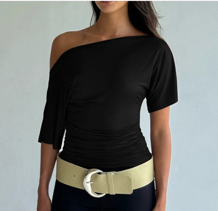Women's One Shoulder Short Sleeve Top