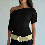 Women's One Shoulder Short Sleeve Top