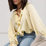 Liora Satin Ruffle Blouse