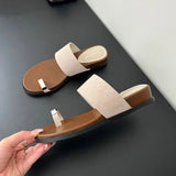 The Wide Strap Suede Toe Ring Slide