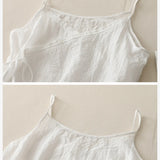 Women's Lace Up Cotton Linen Camisole Tank Top