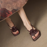 Soleil Chunky Heel Leather Sandals