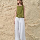 The Pleated Wide Leg Linen Pant