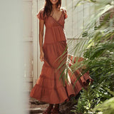 Women's Long Maxi Dress – Puff Sleeve