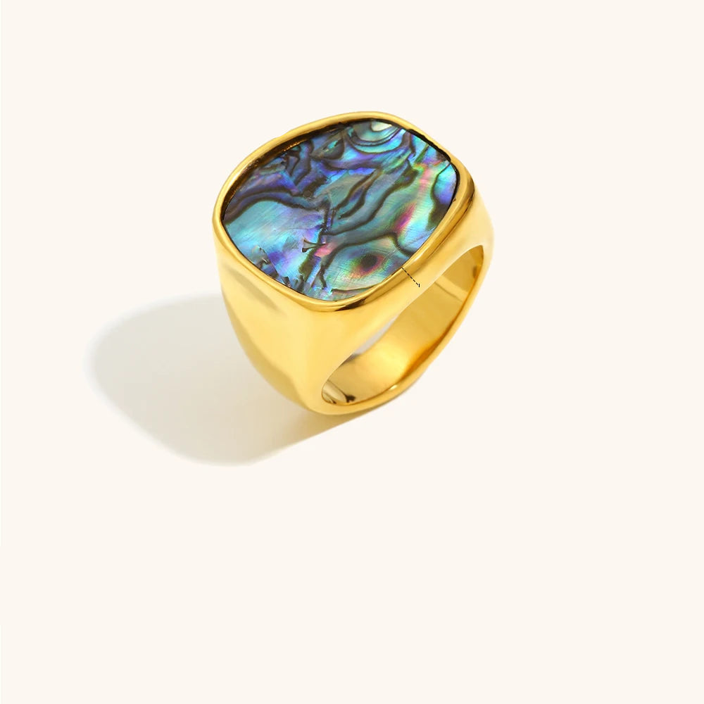 The Seraphina Abalone Signet Rings
