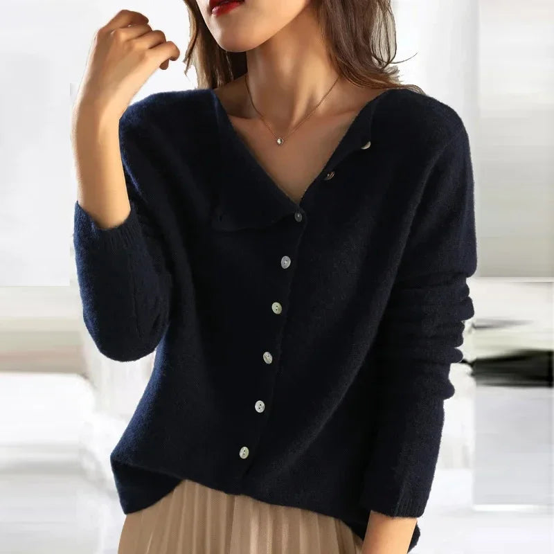 Amélise Asymmetric Button Sweater