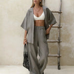 Havana Cotton Two-Piece Set in Camel — Shirts & Tops