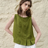 The Pleated Hem Linen Top