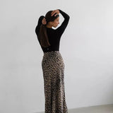Harper Satin Leopard Midi Skirt
