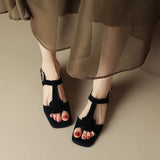 Mirea Suede T-Strap Sandals