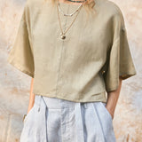 The Flared Sleeve Linen Pullover