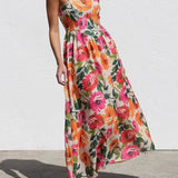 Isadora Women’s Floral Backless Slip Maxi Dress