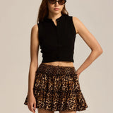Viora Leopard Ruffle Skirt