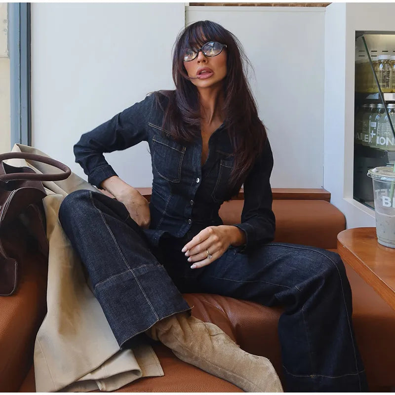 Marenza Button Denim Set