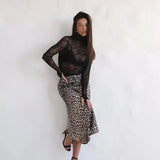 Harper Satin Leopard Midi Skirt