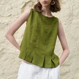 The Pleated Hem Linen Top