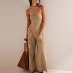 Riviera Backless Wide-Leg Jumpsuit in Camel — Jumpsuits & Rompers