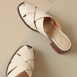 The Woven Leather Flat Mule