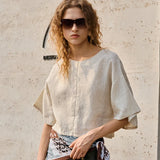 The Flared Sleeve Linen Pullover